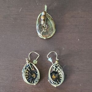 Ammonite Earrings And Pendant Set